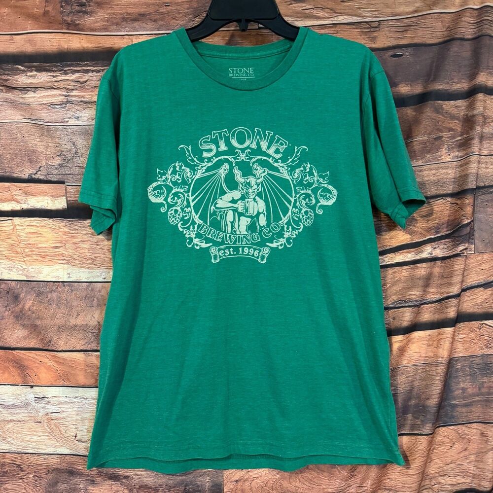 Stone Brewing Co T Shirt Large Green Heather Graphic Gargoyle Craft Beer Made US